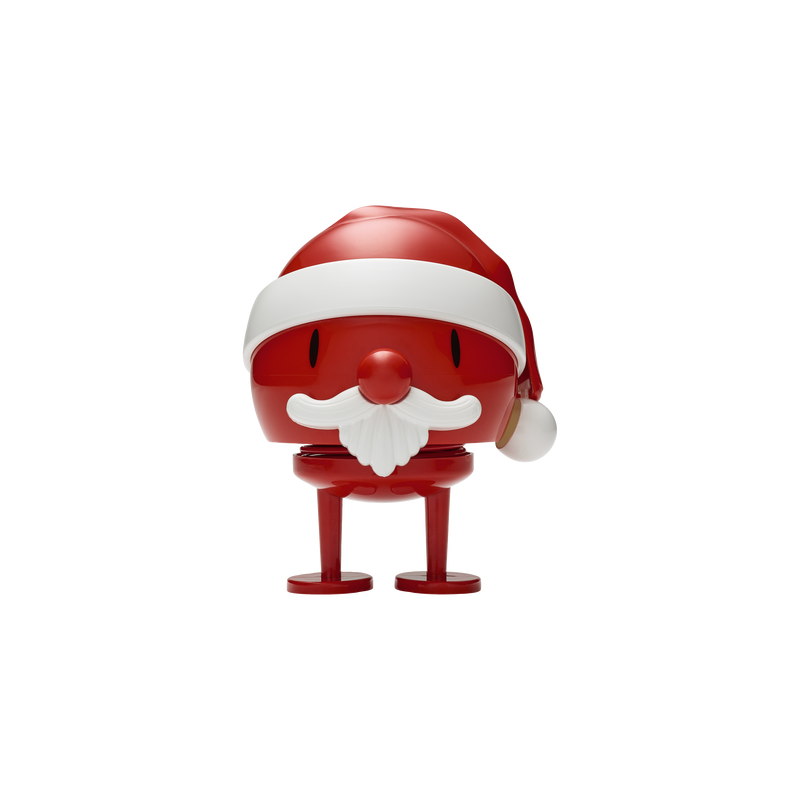 Red bobblehead Santa Claus figurine with white beard, mustache, and Santa hat.