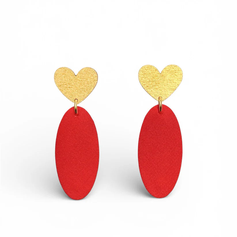 Heart Dangle Drop Stud Earrings