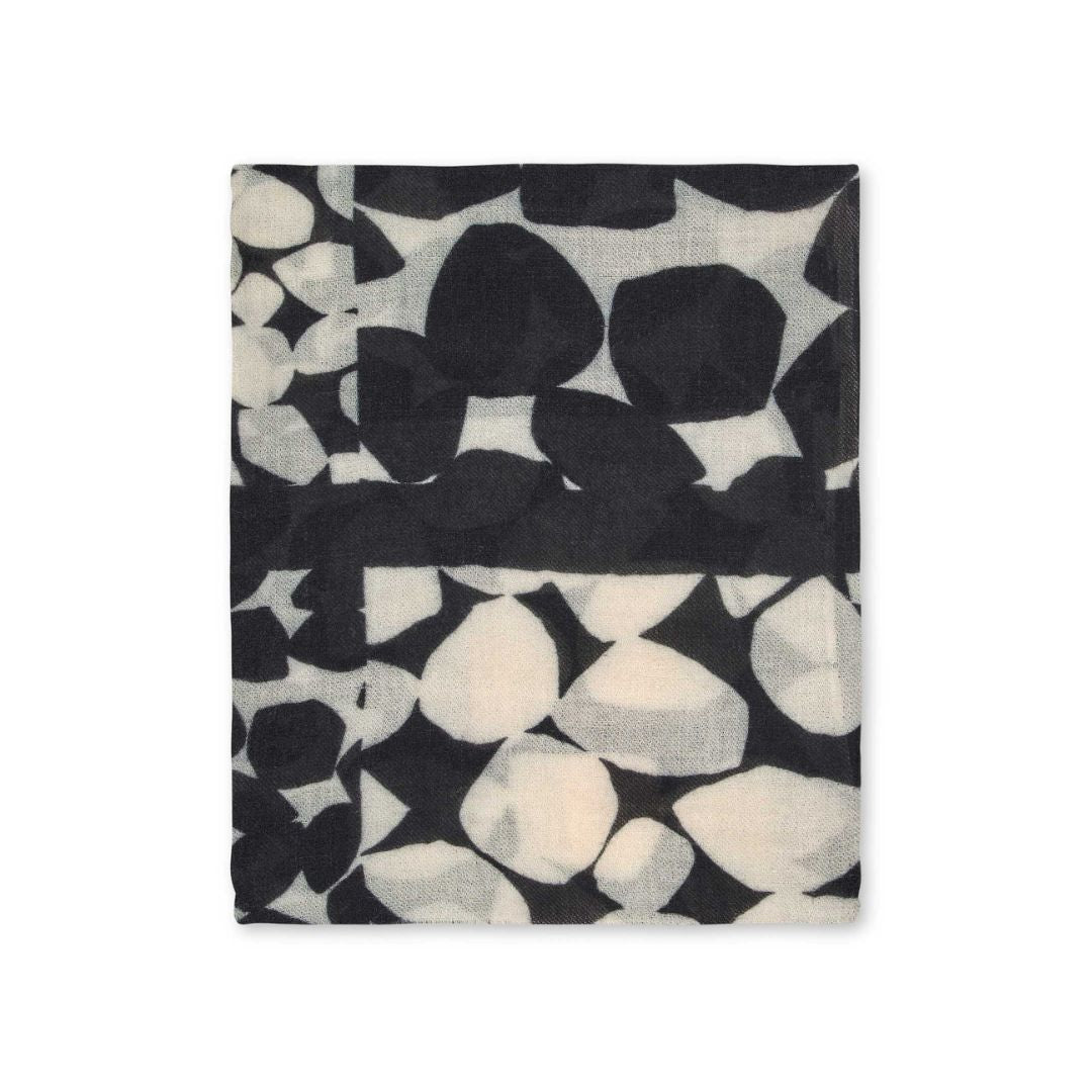 Black and white patterned fabric on a white background