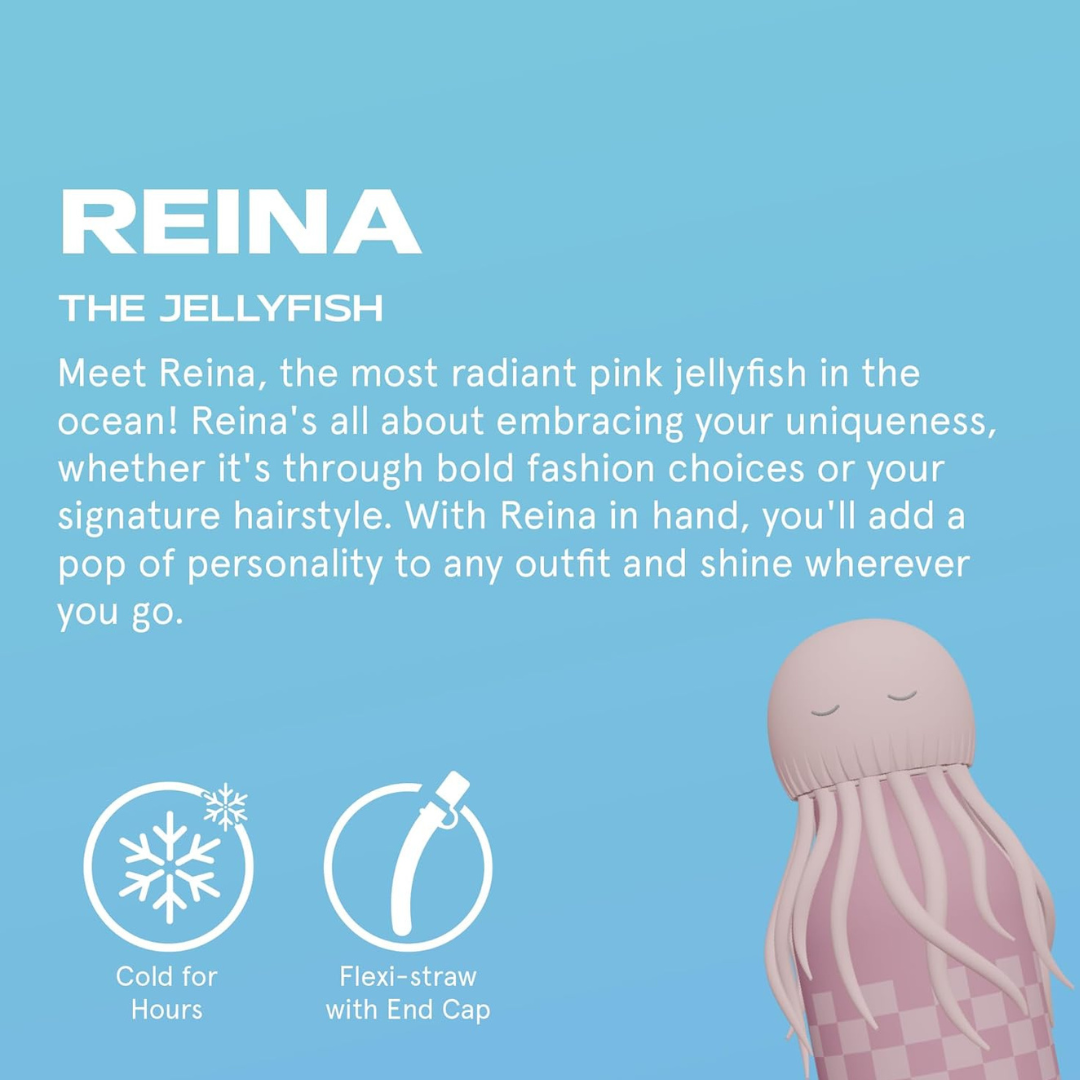 Besties Water Bottle - Checkerboard Jellyfish