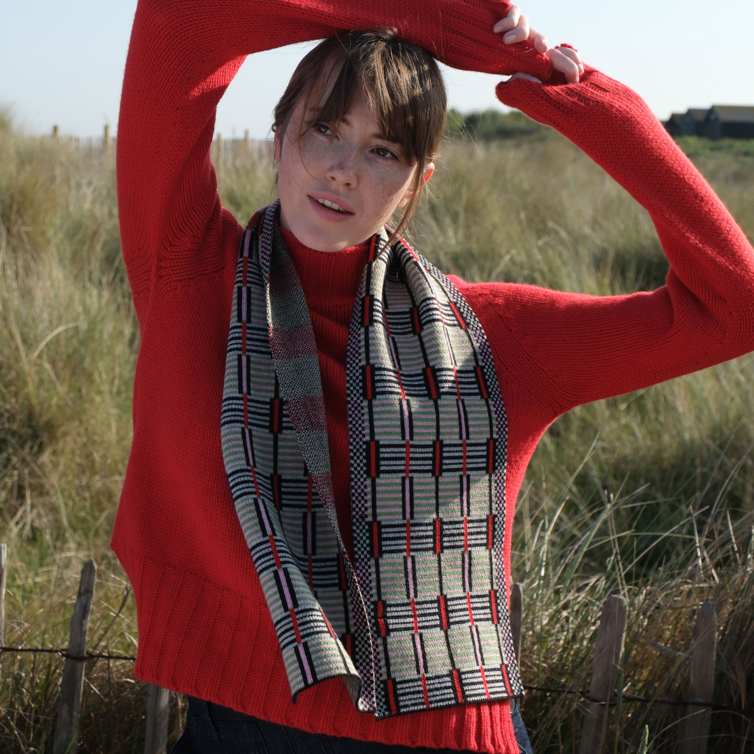 Ladder Scarf - Red & Green