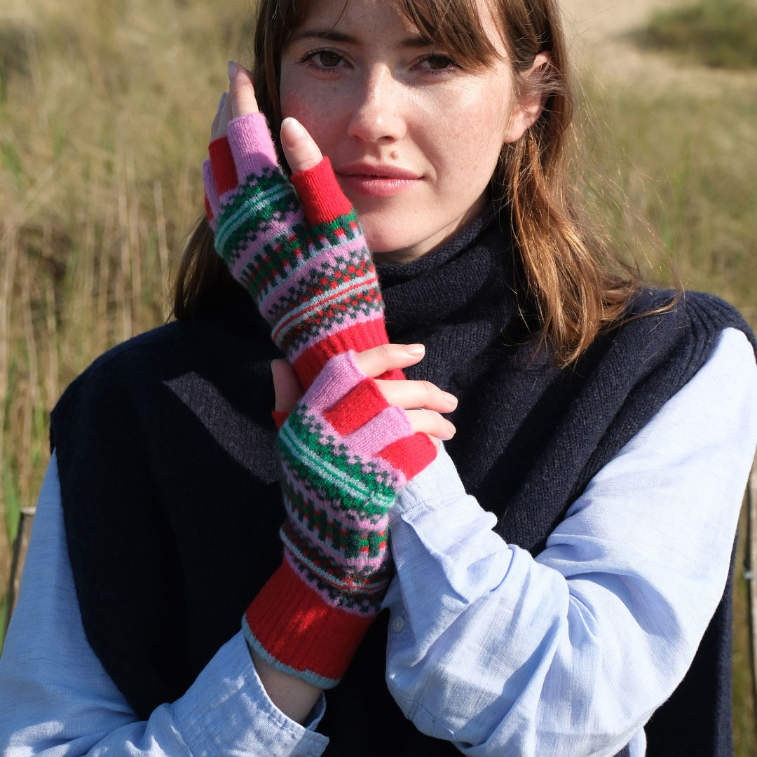 Patterned Fingerless Gloves - Hyper Nature