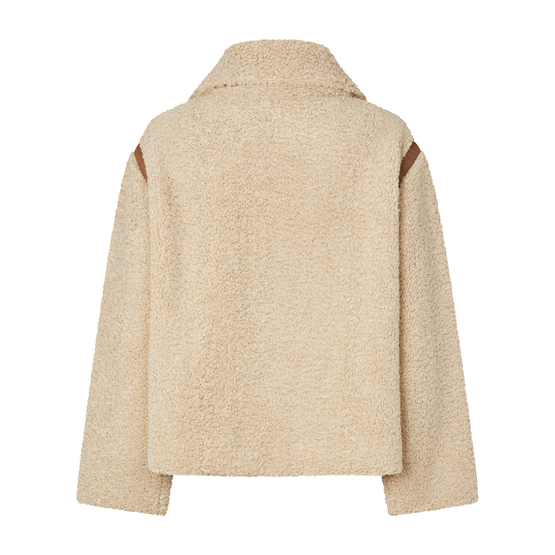 Beige fleece jacket on a white background