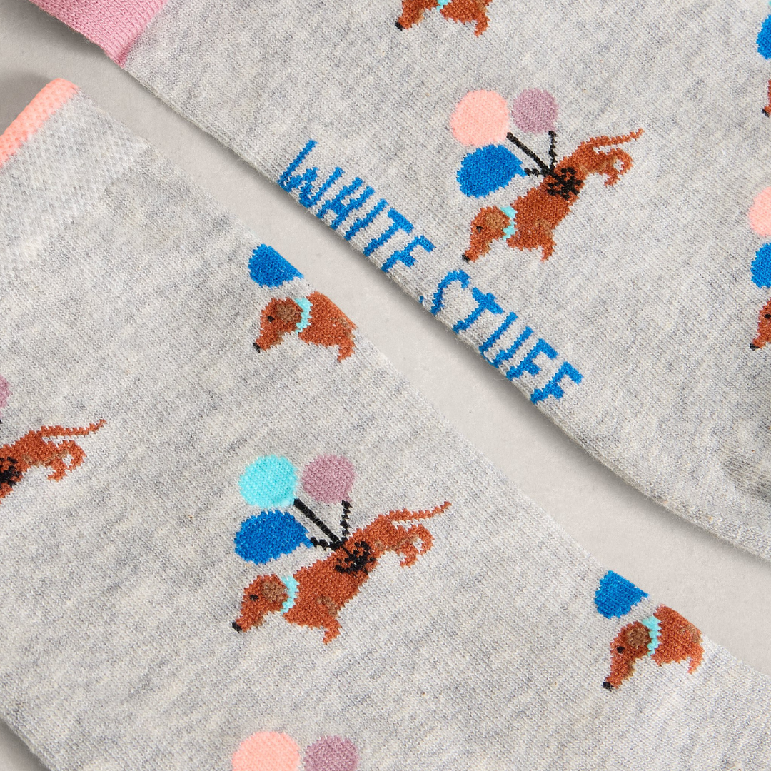 Novelty Ankle Socks - Light Grey