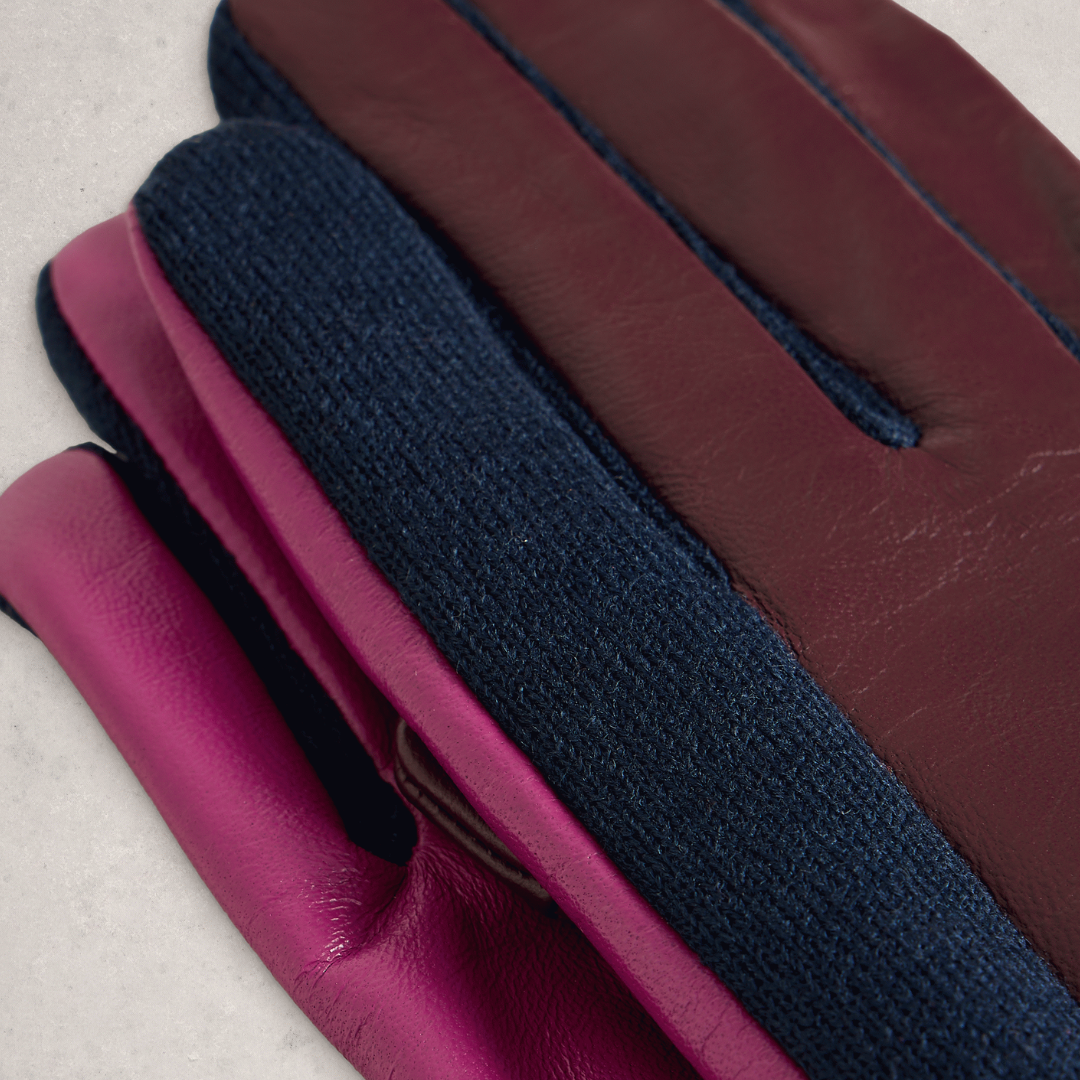 Layla Leather Gloves - Plum Multi