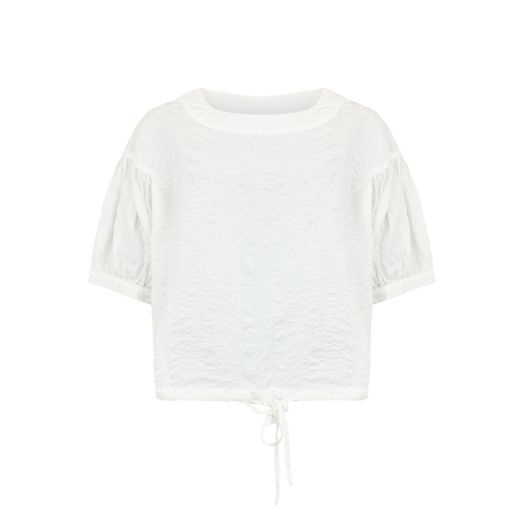 Drawstring Hem Blouse - White