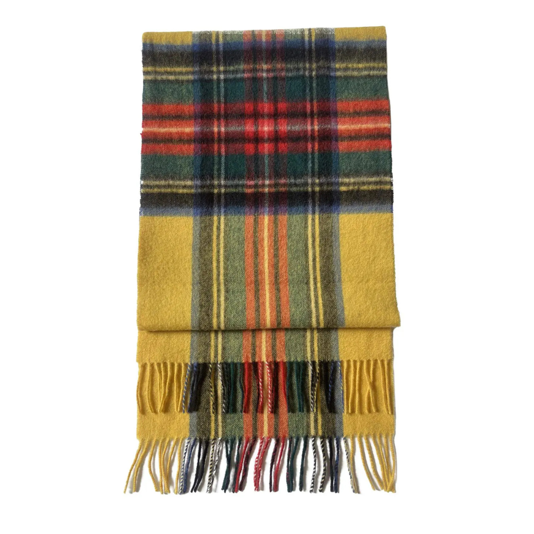 Plaid scarf with yellow background