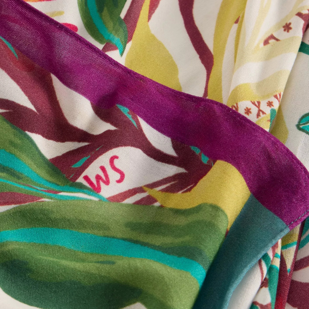 Detail of bright floral scarf