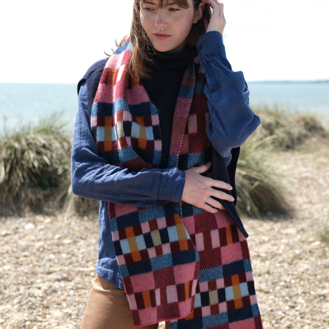 Brushed Block Scarf - Autumn Berry