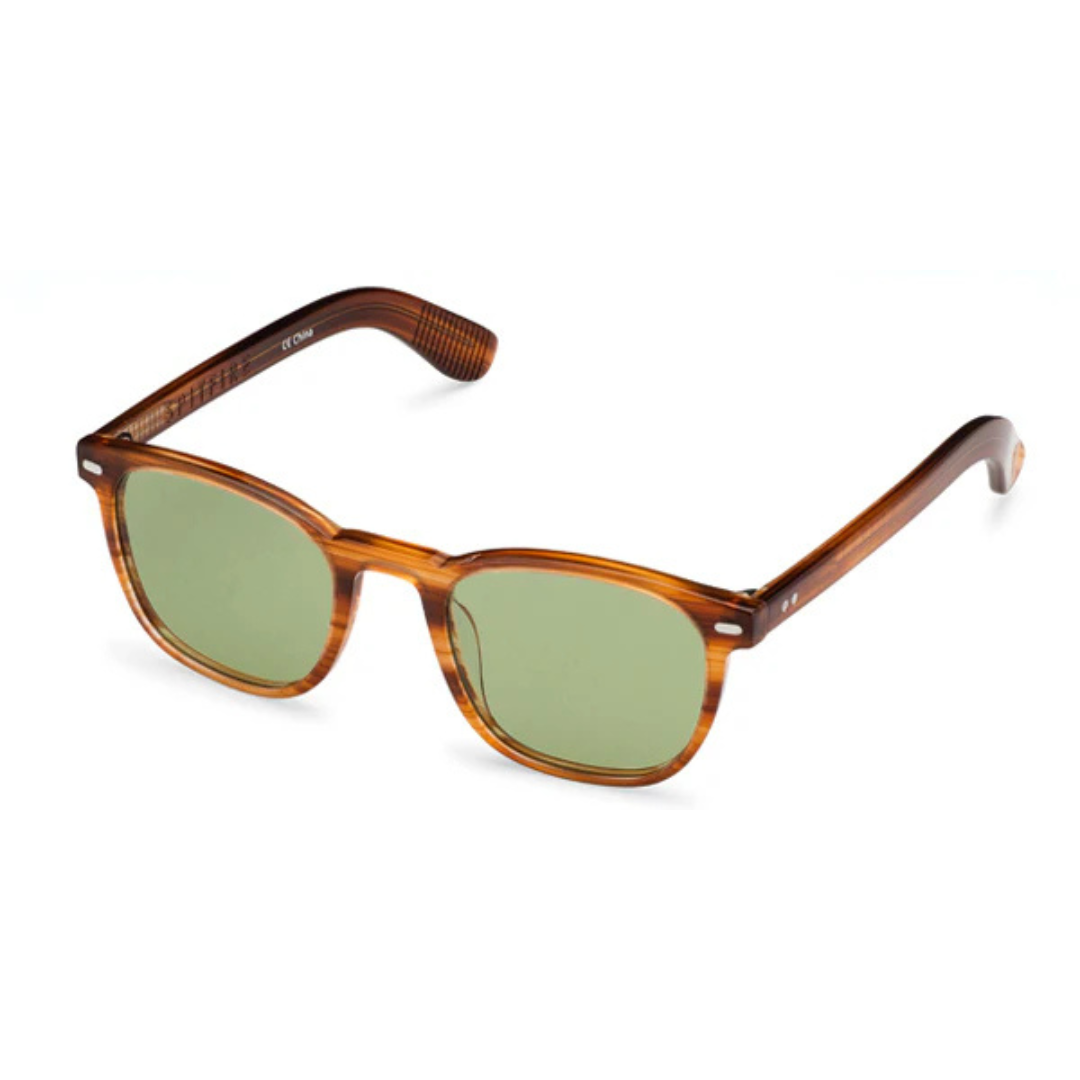 Spitfire sunglasses with amber frames and green lenses, featuring a modern, stylish design.