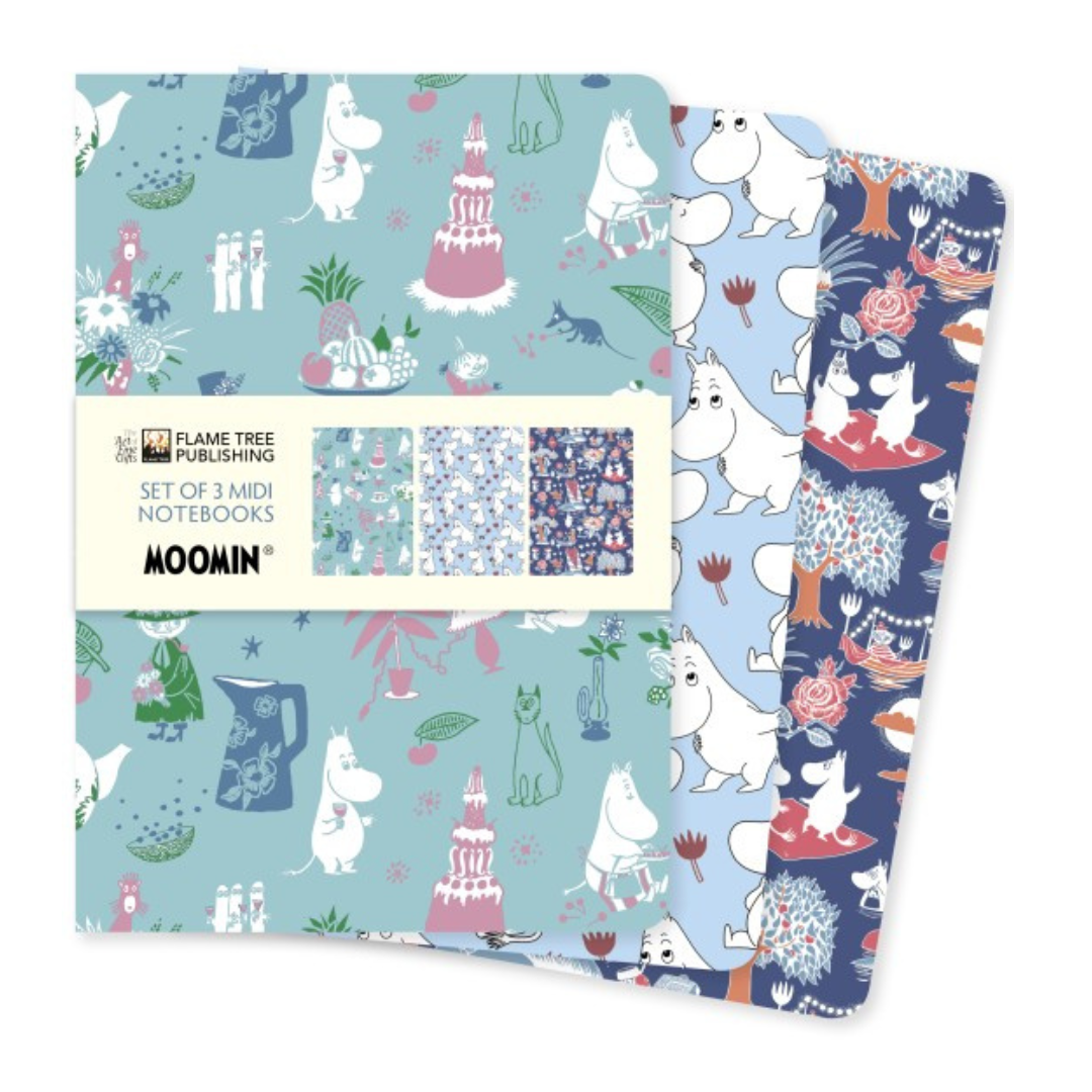 Set of three Moomin midi notebooks.
