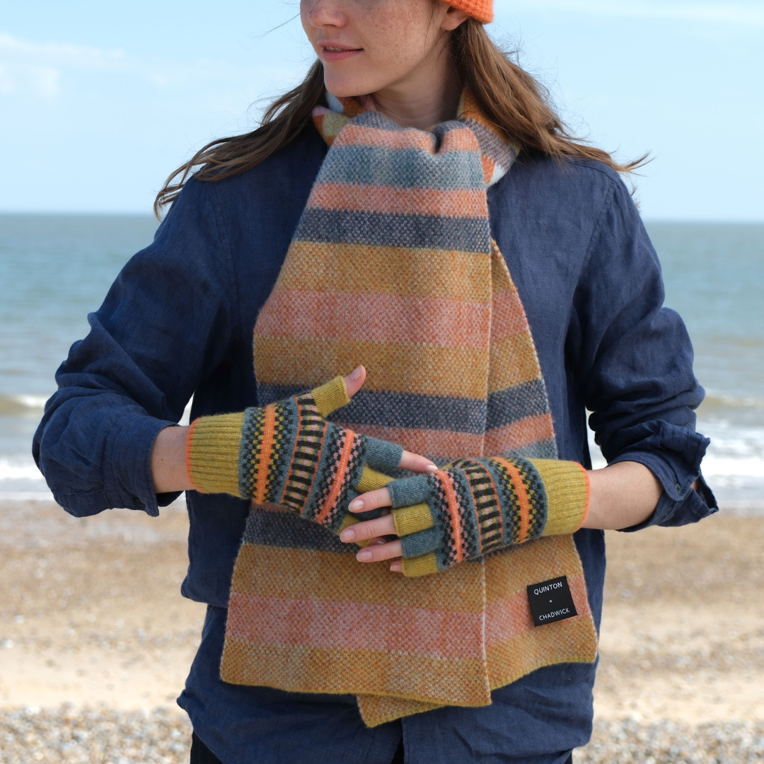 Patterned Fingerless Gloves - Meadow Patch