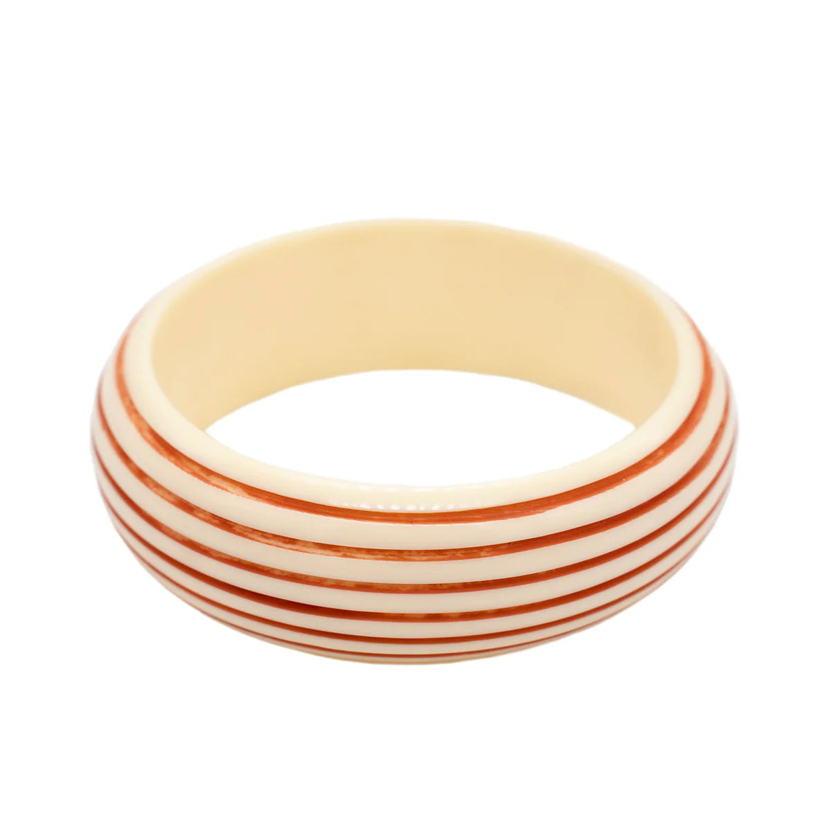 Wide Resin Stripe Bangle - Ivory & Red