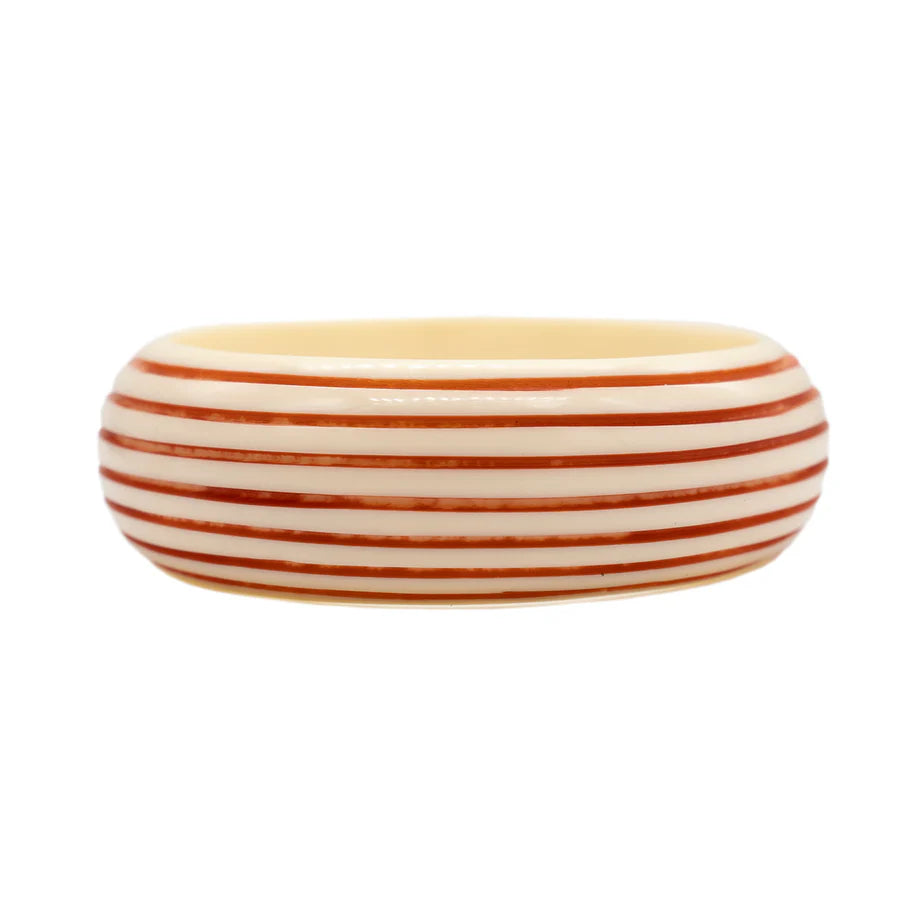 Wide Resin Stripe Bangle - Ivory & Red