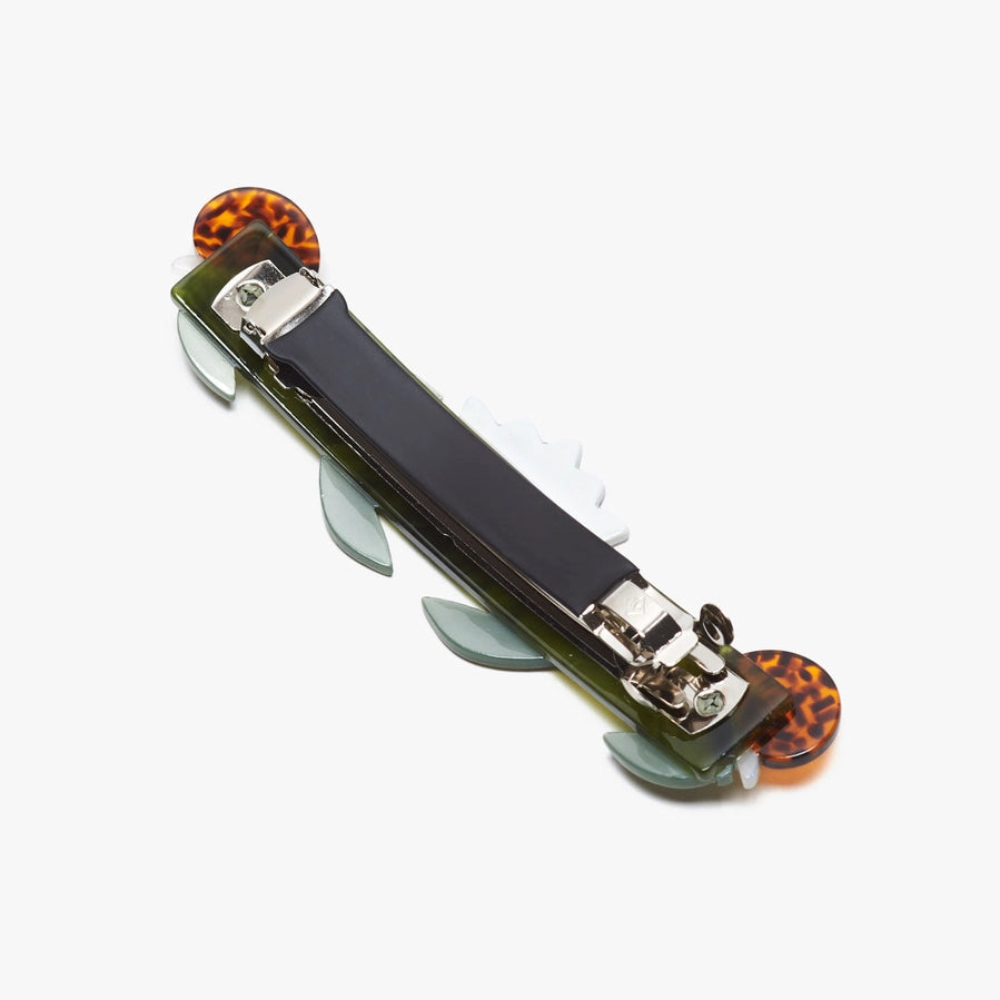 Barrette with tortoiseshell accents on a white background