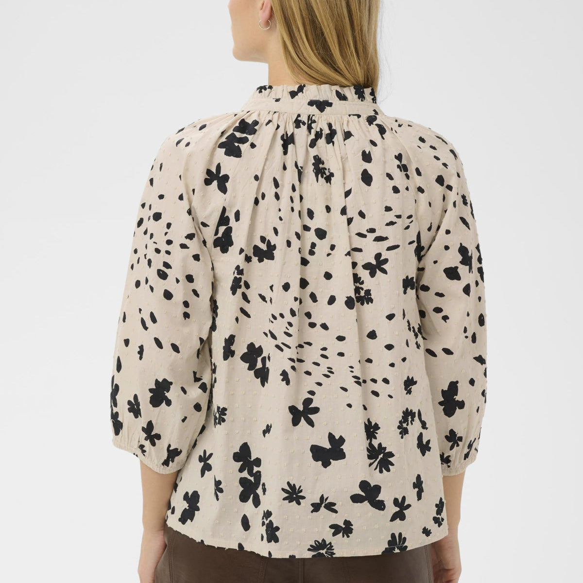 Aletta Blouse - Black Dot Flower