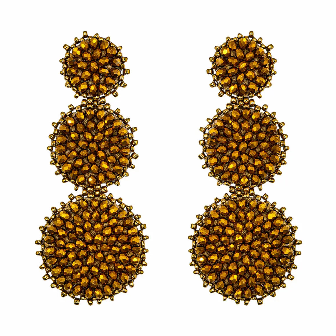 Triple Circle Drop Earrings - Bronze