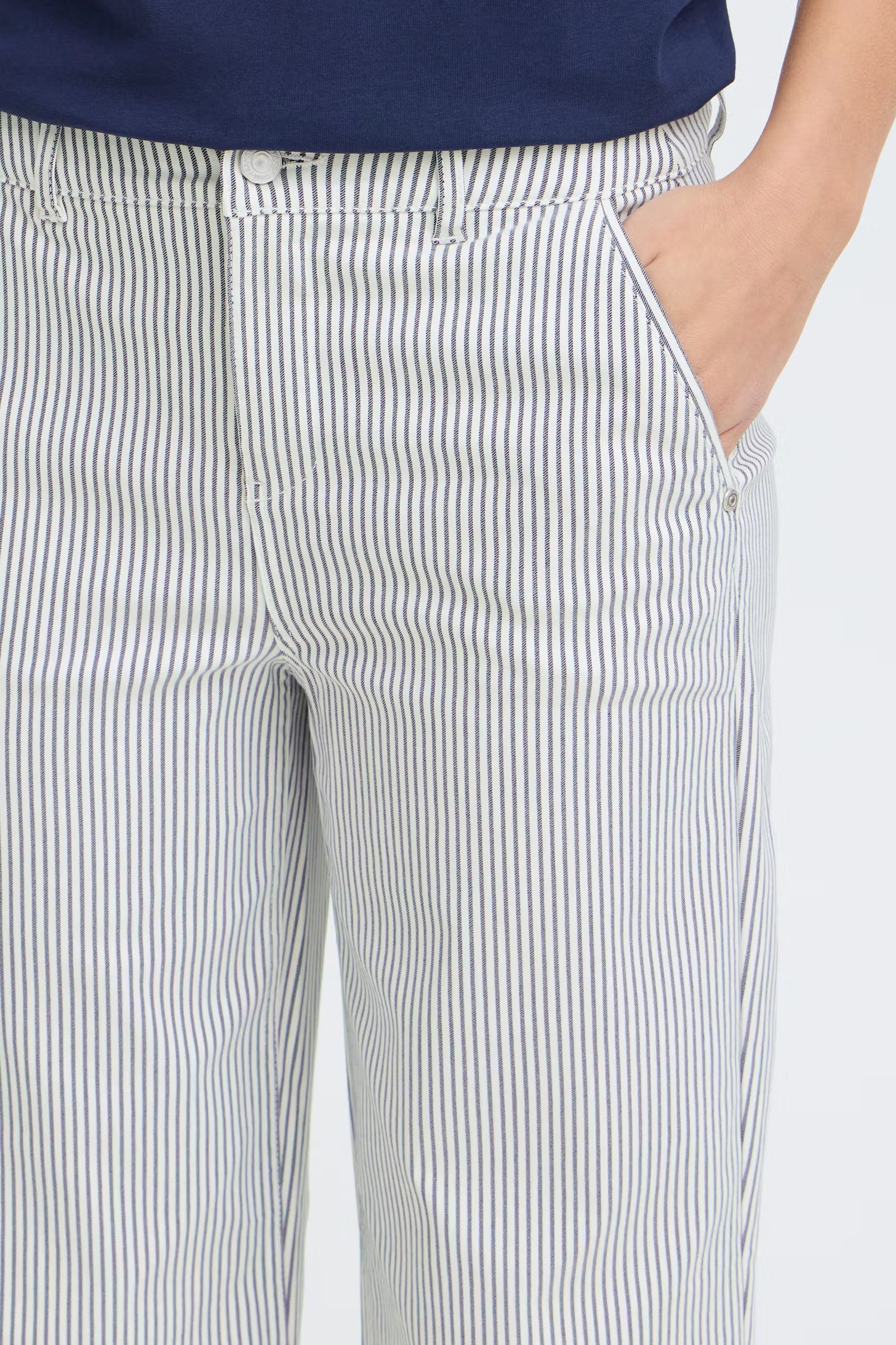 Ena Trousers - Birch with Navy Blazer Stripe