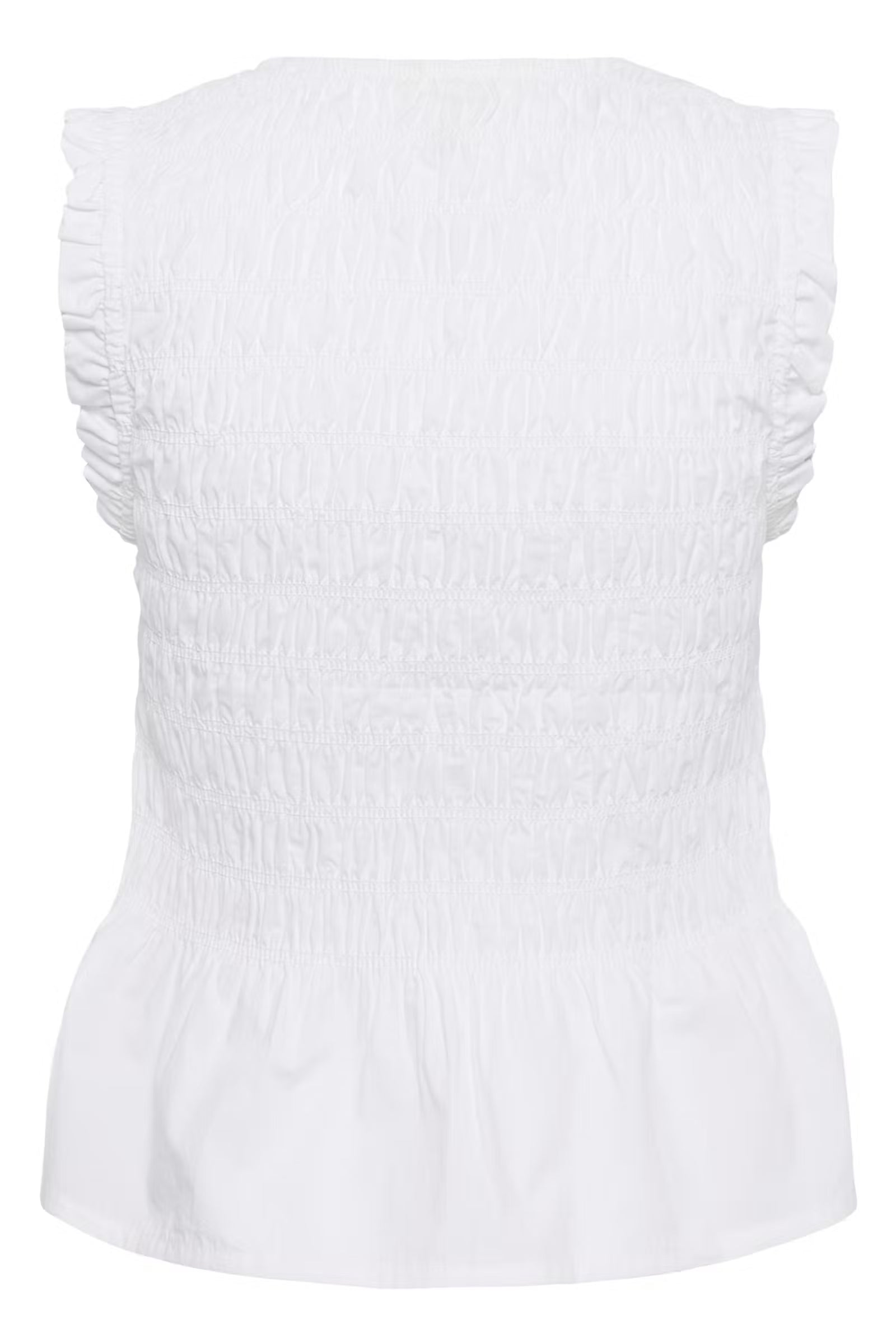 White sleeveless top on a white background