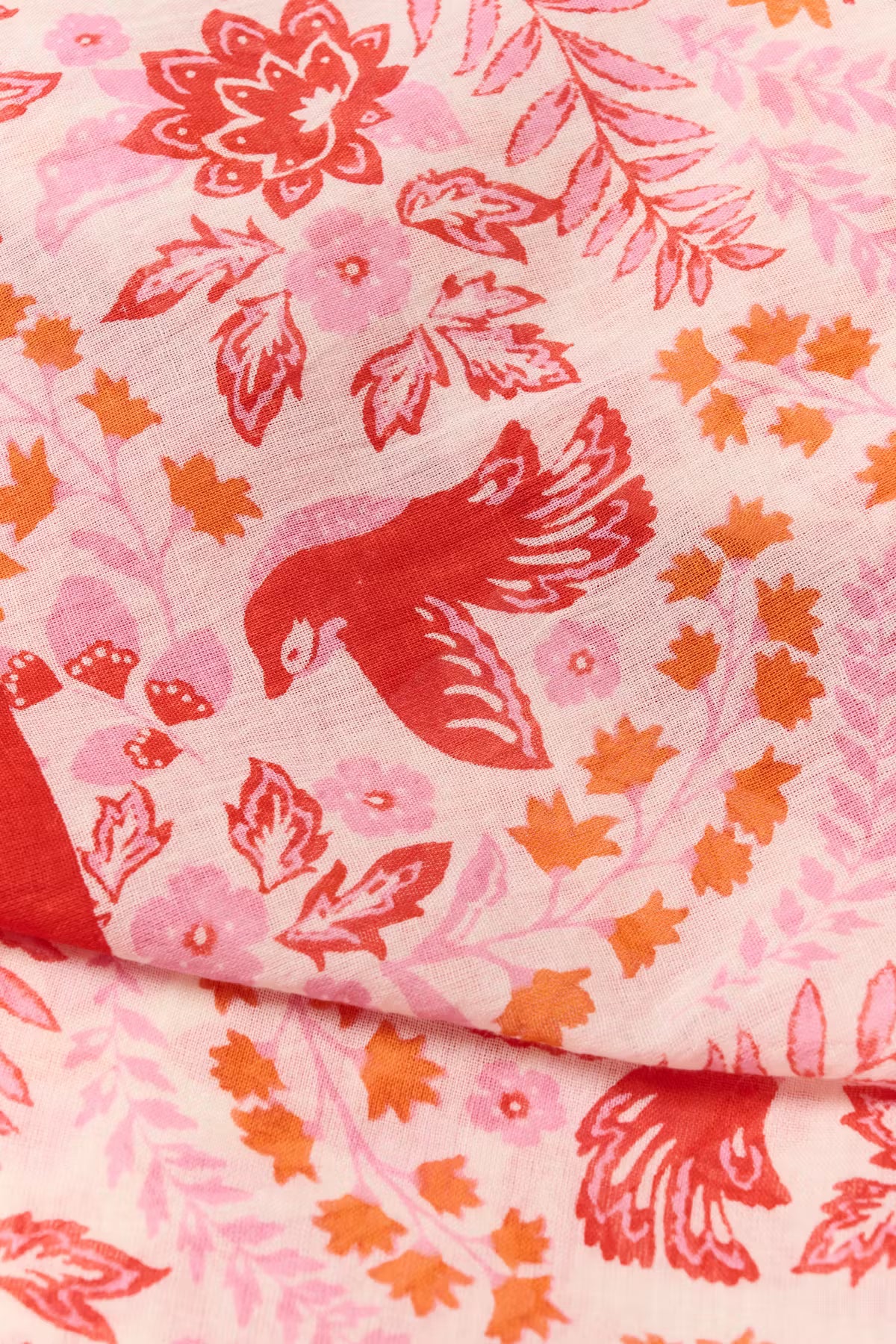 Phi Square Scarf - Poppy Red Bird Print