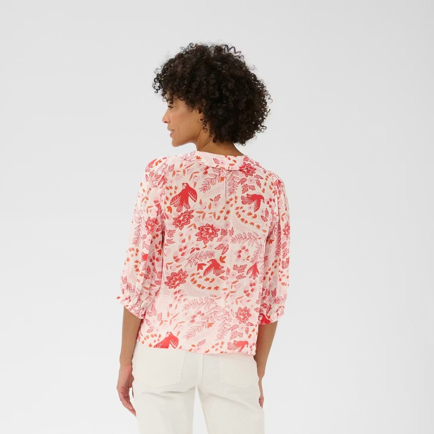Alvia Blouse - Poppy Red Bird Print