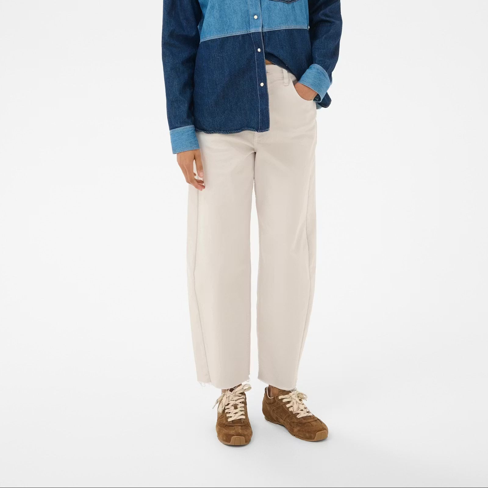 Adelena Barrel Leg Jeans - Wind Chime