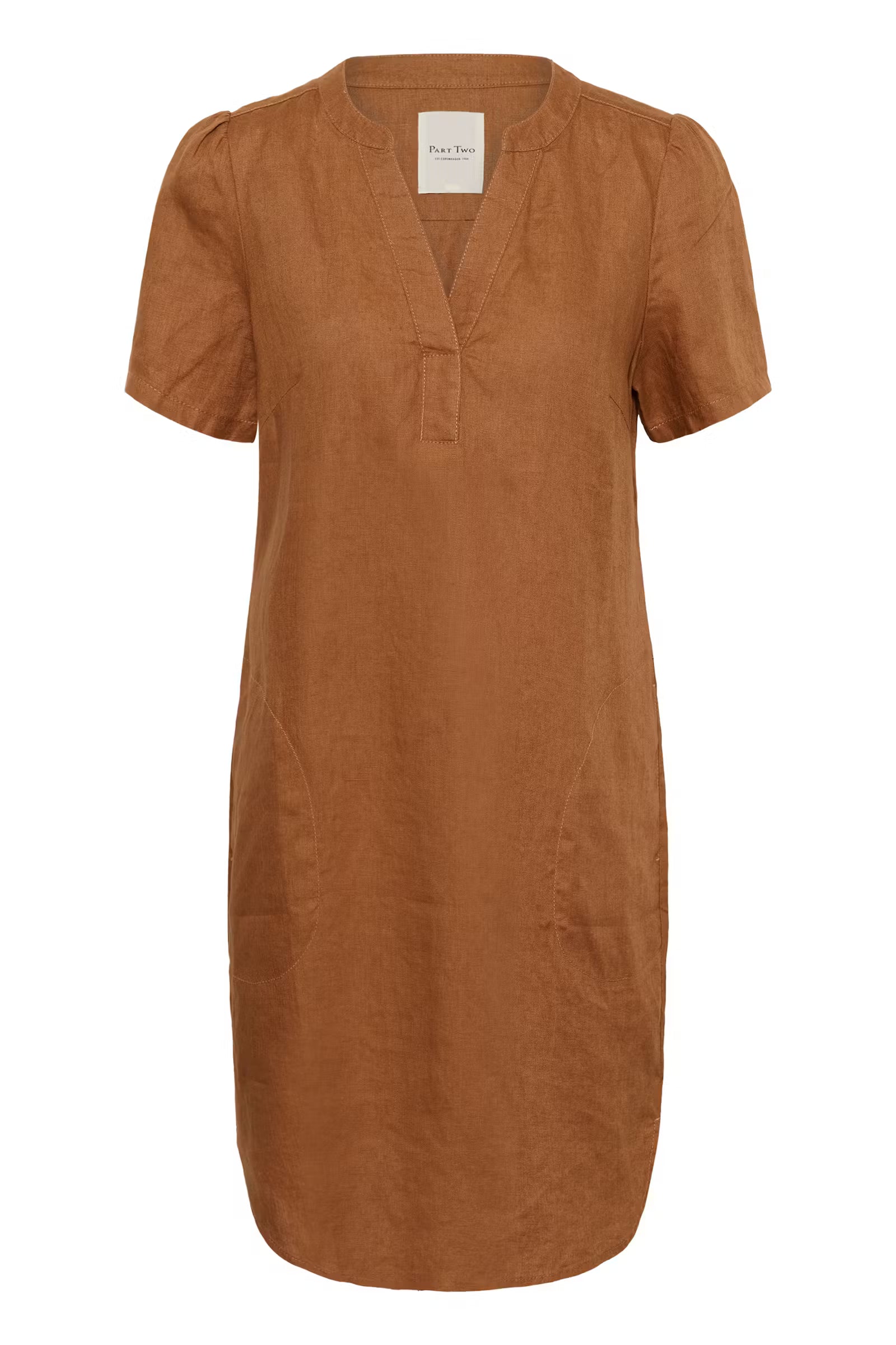 Brown dress with short sleeves on a white background