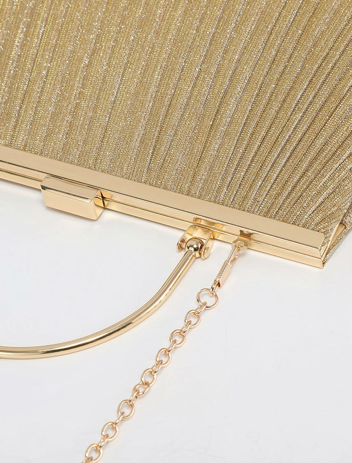 Glitter Clutch Bag with Metal Handle - Black