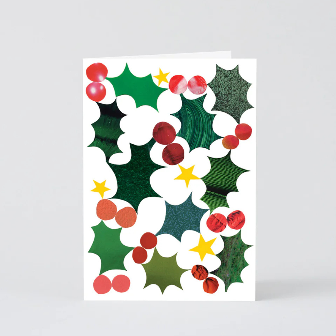 Embossed Christmas Card - Holly