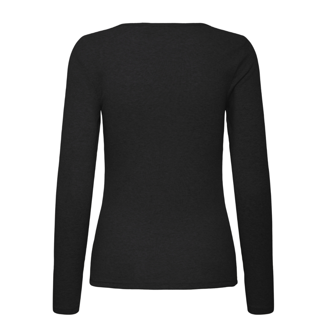 Black long-sleeve top on a white background
