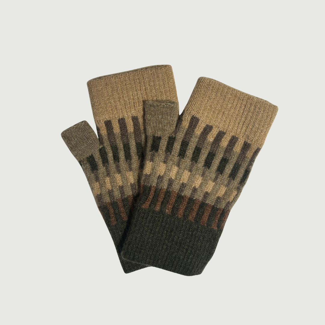 Harbour Fingerless Mittens - Nettle, Wren & Hazelnut