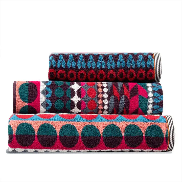 Cotton Bath Sheet - Kilburn - Vibrant Red, Pink & Teal