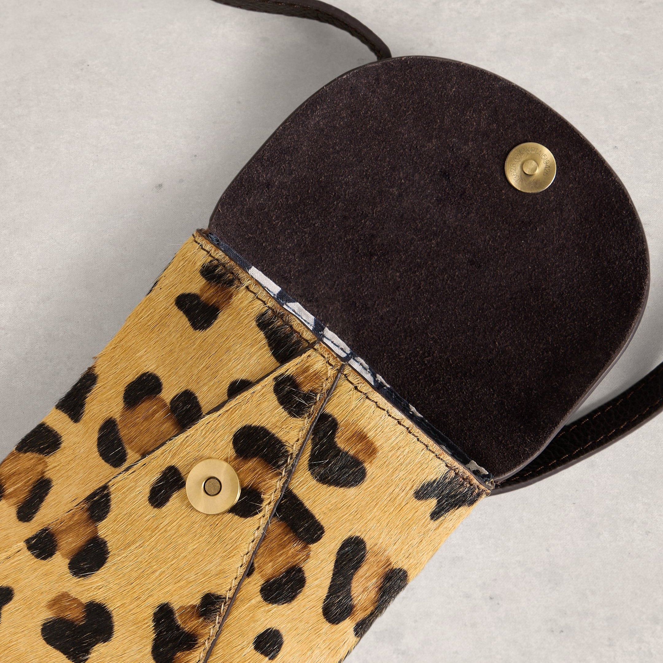 Coco Leather Phone Bag - Brown Multi