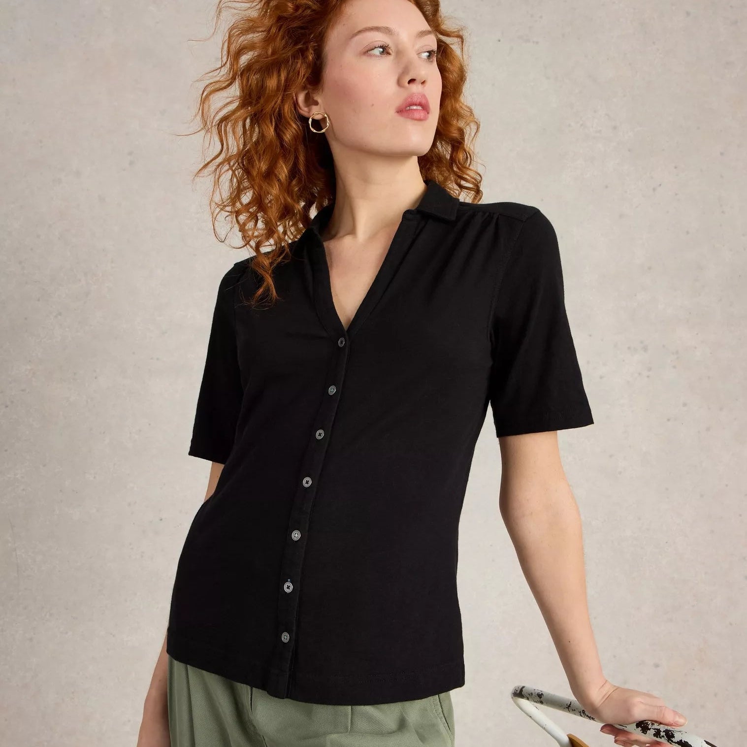 Annie Short Sleeved Jersey Shirt - Black