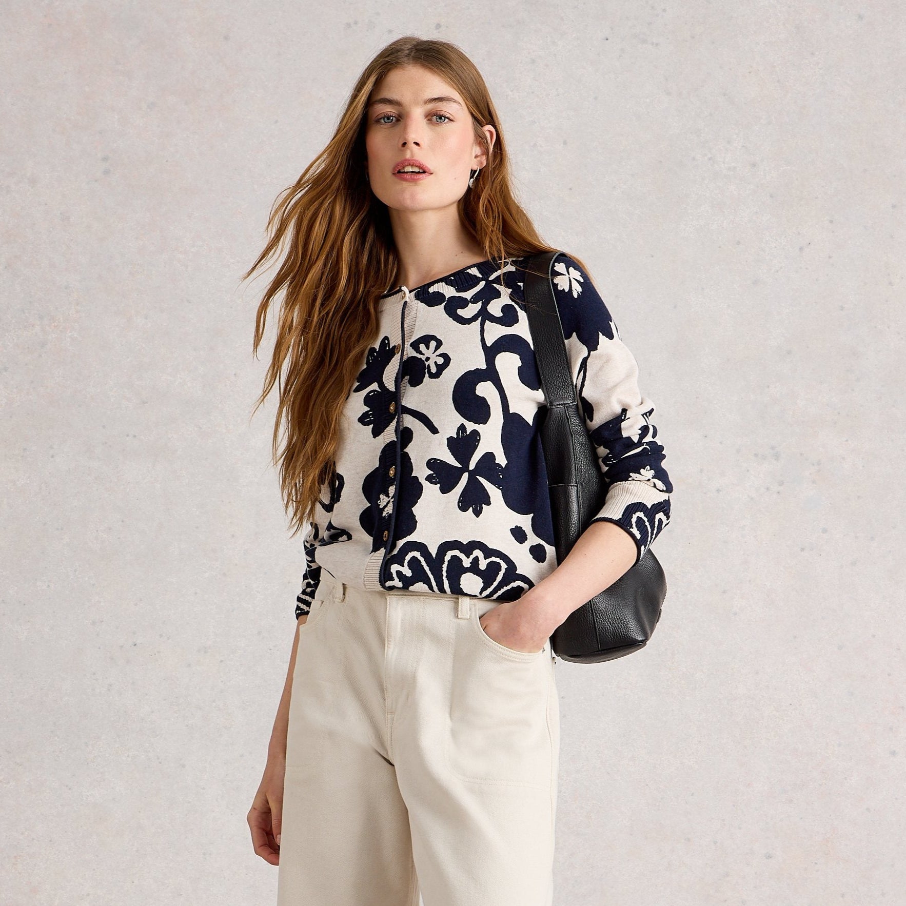 Lulu Printed Cardigan - Natural Multi