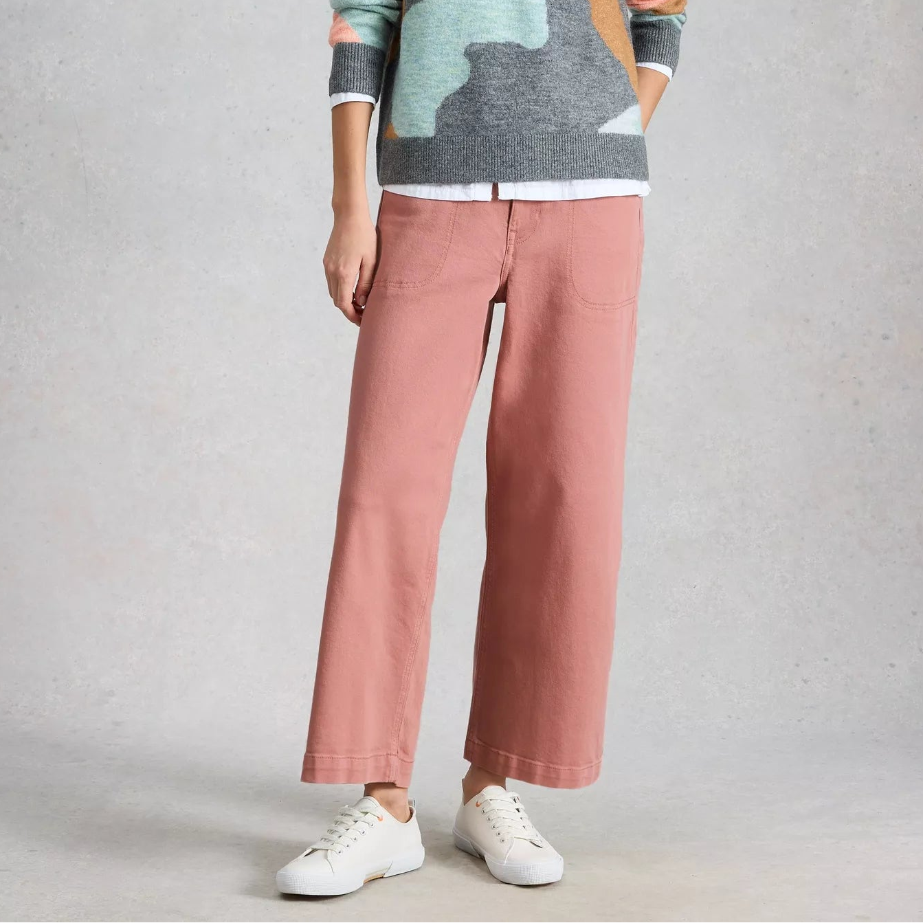 Tia Wide Leg Crop Jeans - Dusty Pink