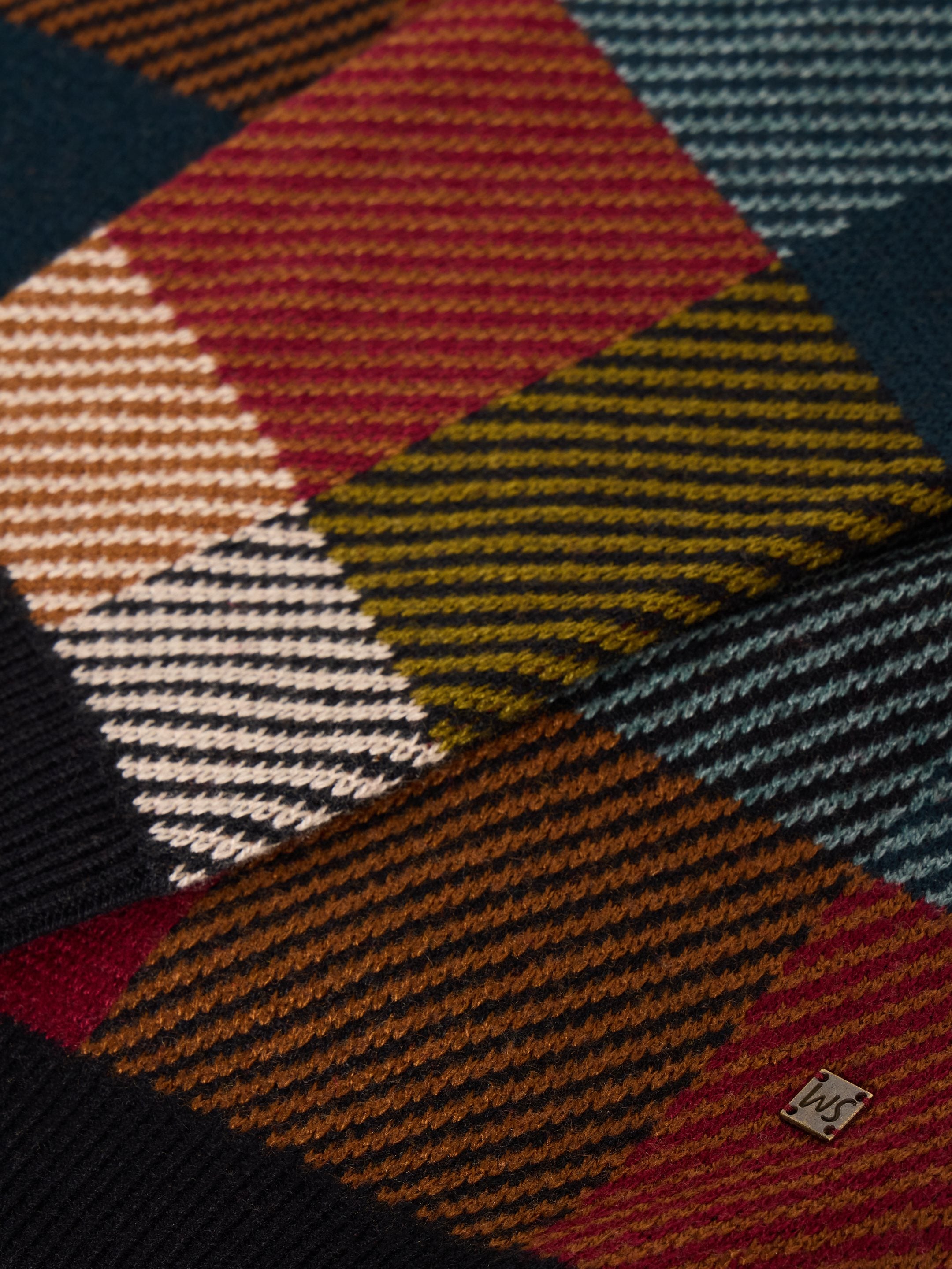 Close-up of a textured fabric with geometric pattern