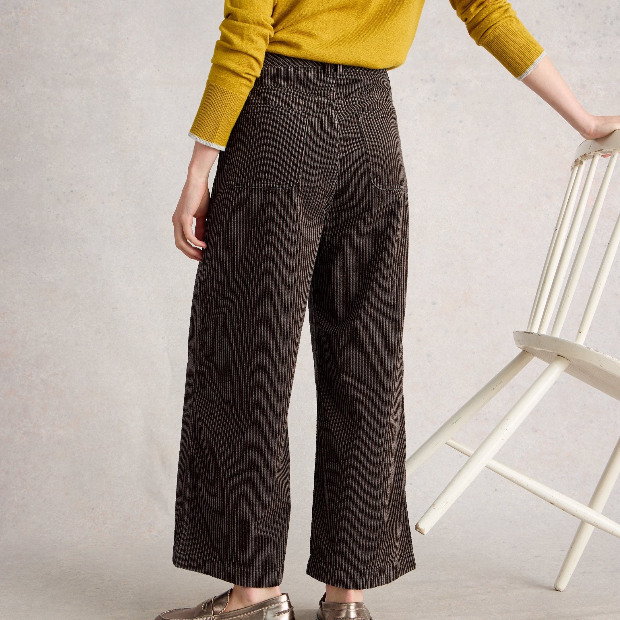Tia Wide Leg Crop Cords - Black Multi