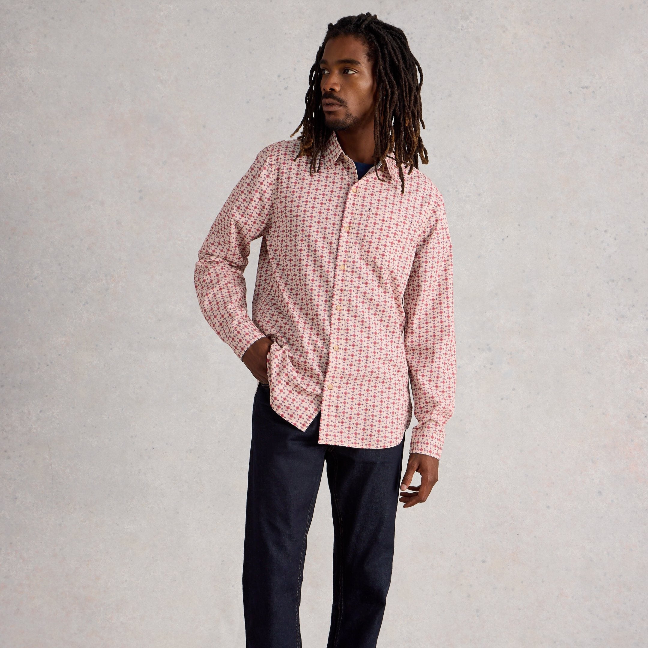 Finsbury Folk Geo Print Shirt - Red – The Longship