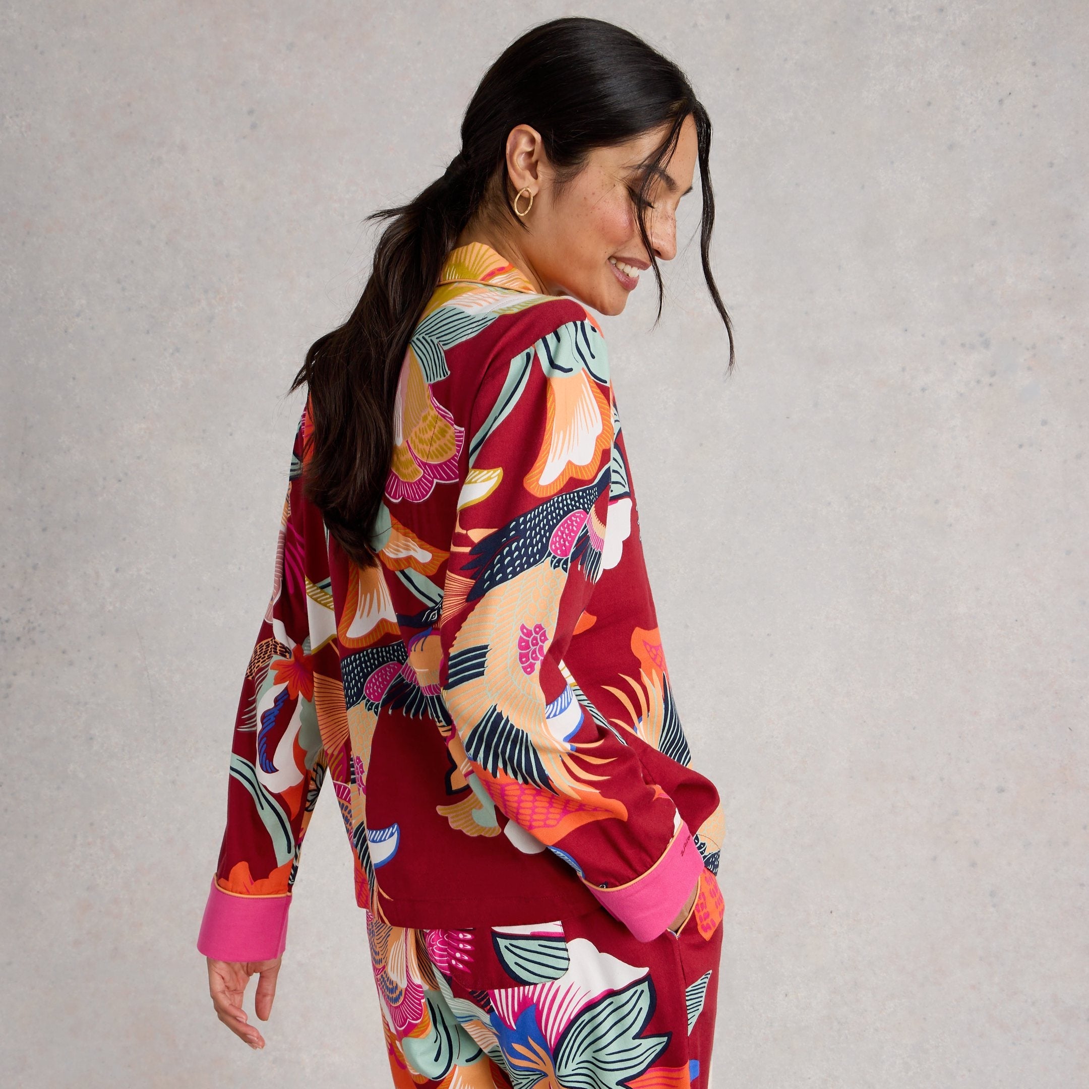 Nina Organic PJ Shirt - Red Multi