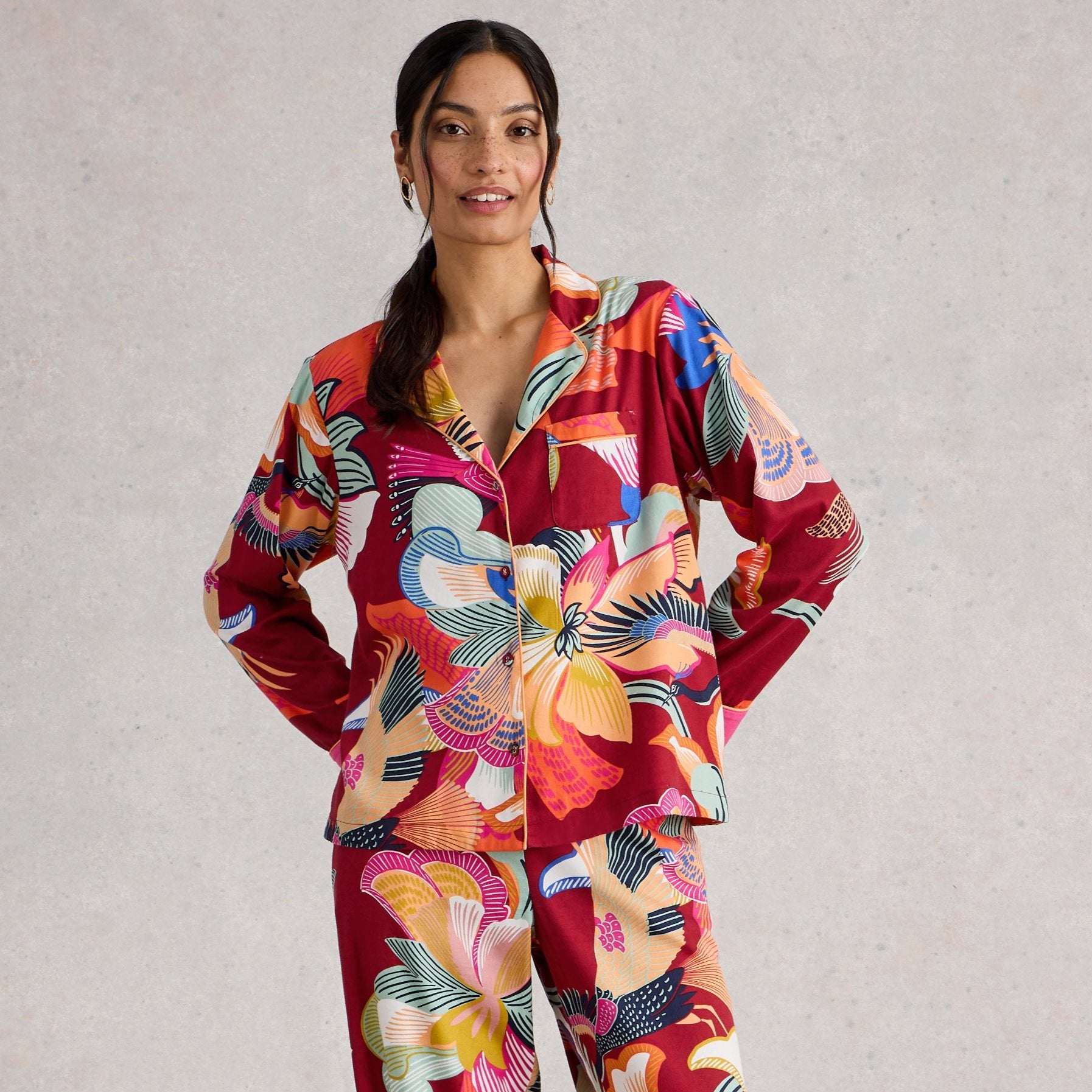 Nina Organic PJ Shirt - Red Multi
