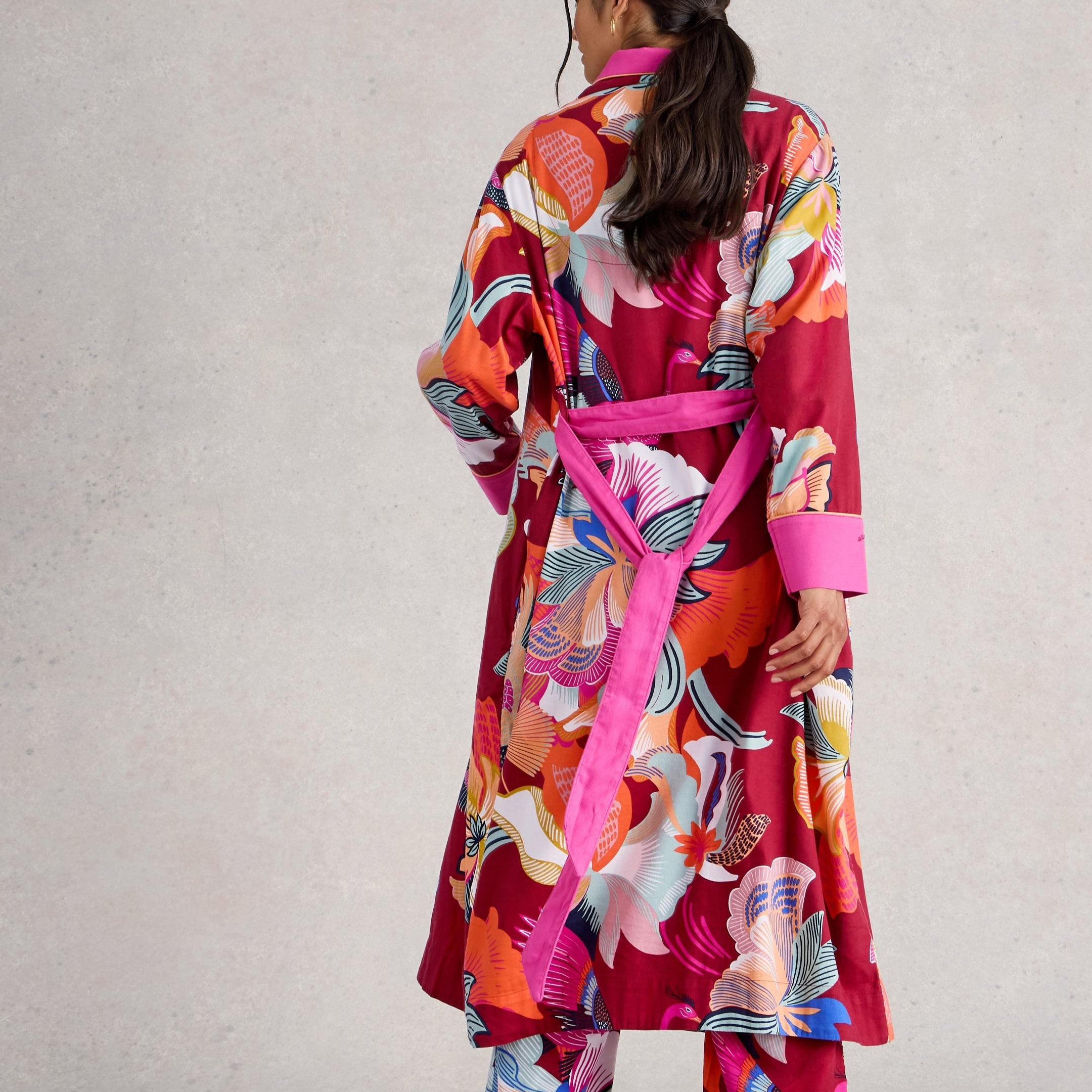 Nina Woven Dressing Gown - Red Multi