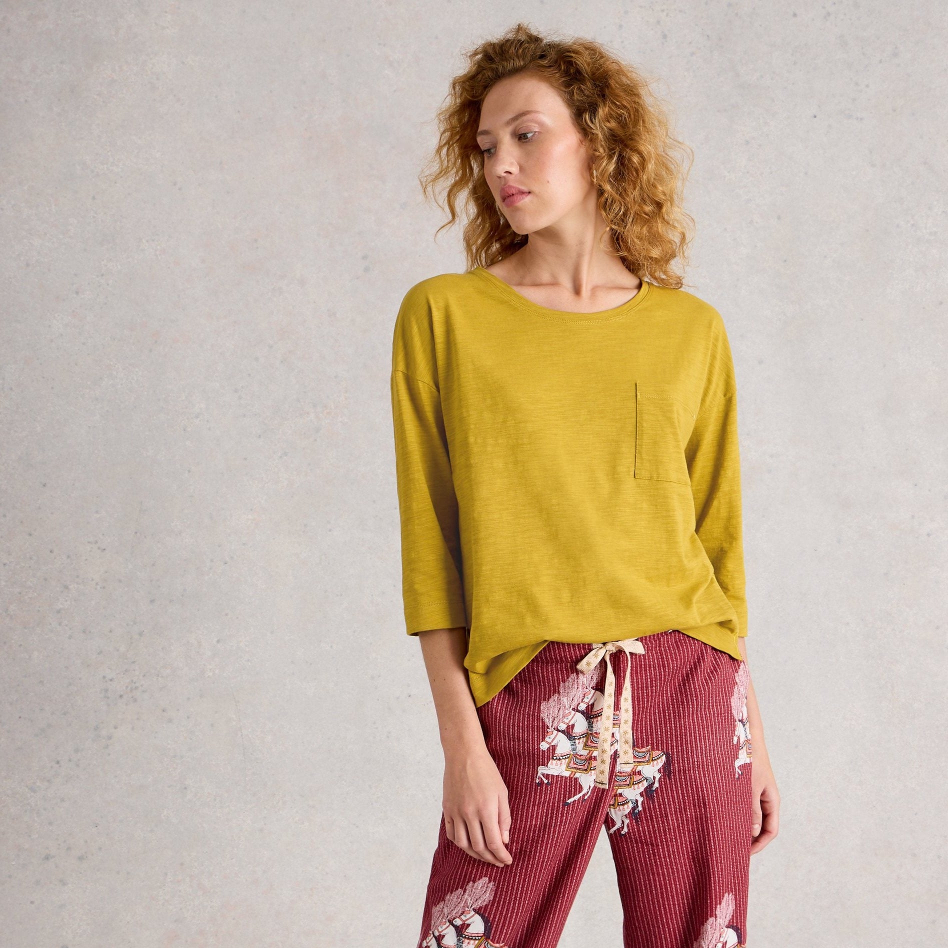 Mia Boxy Pyjama Tee - Mid Chartreuse