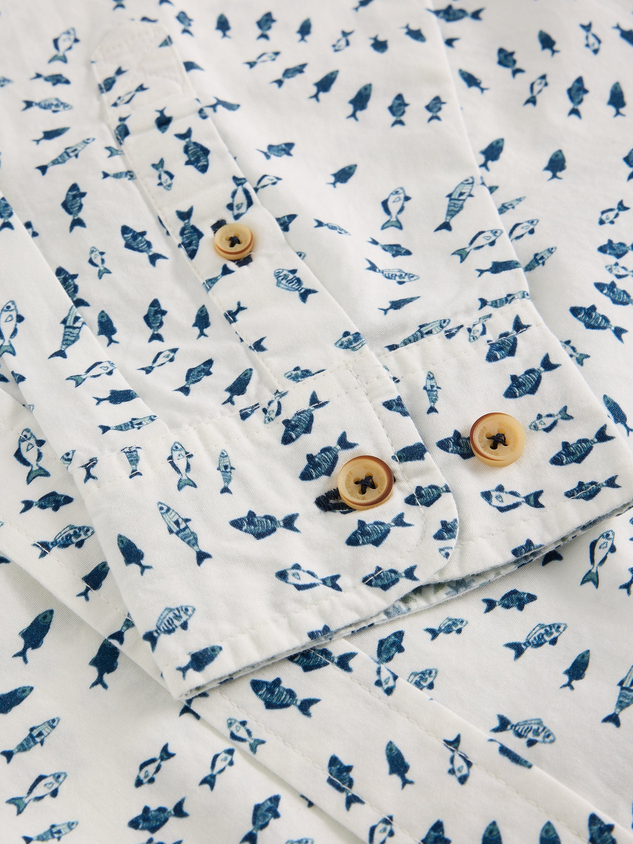 Finsbury Swim Print Shirt - White