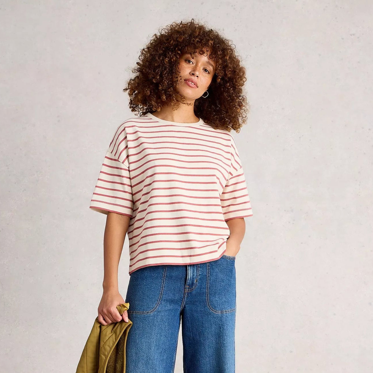 Kat Stripe Tee - Ivory Multi