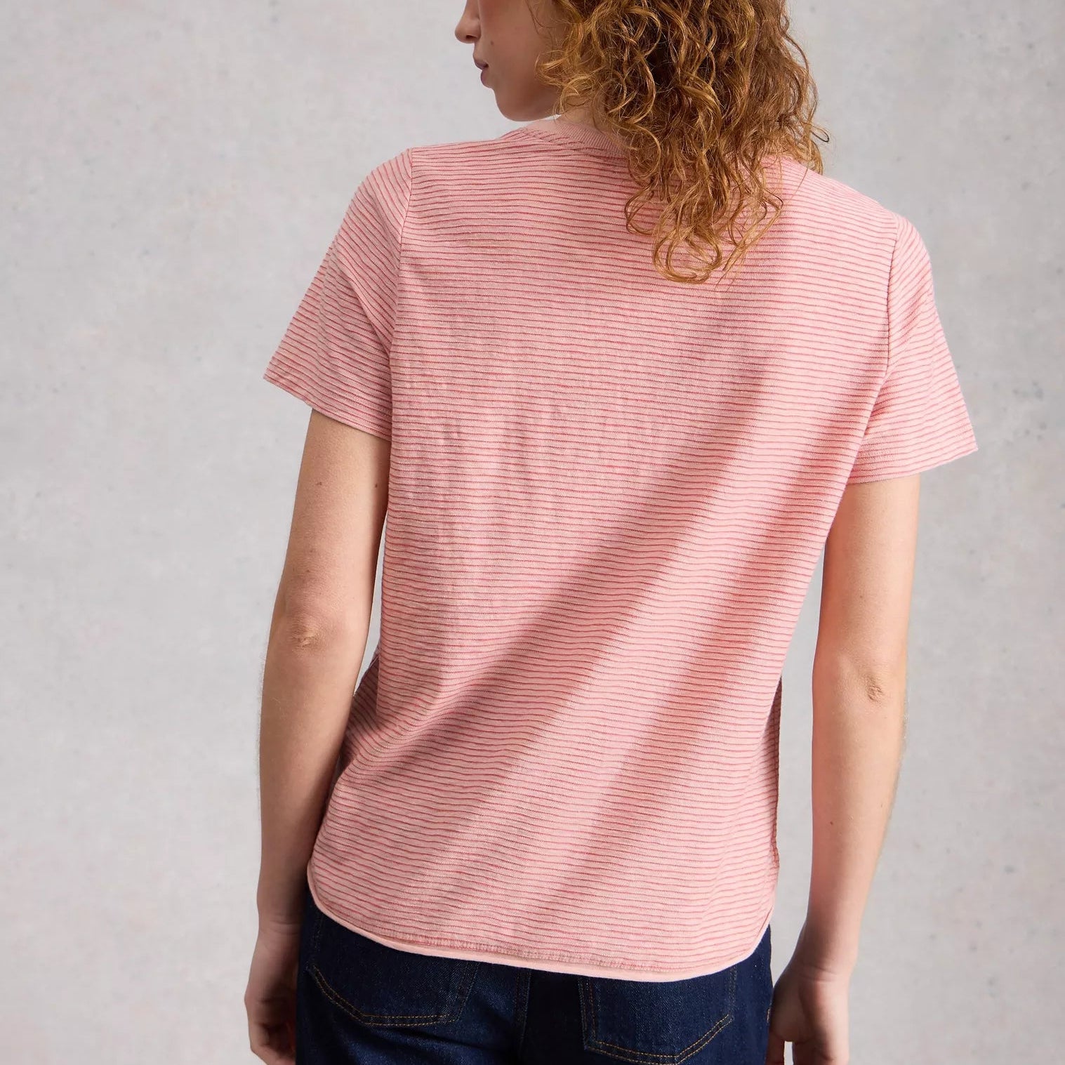 Clara Texture Short Sleeved Tee - Mid Pink