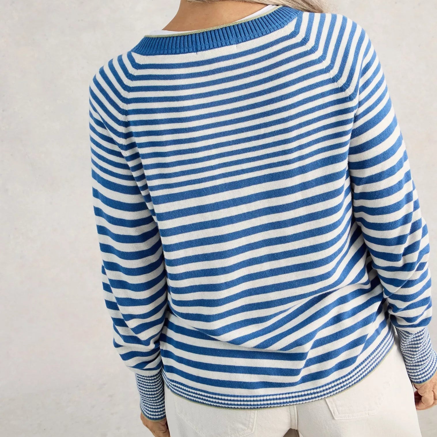 Lulu Crew Neck Stripe Cardi - Blue Multi