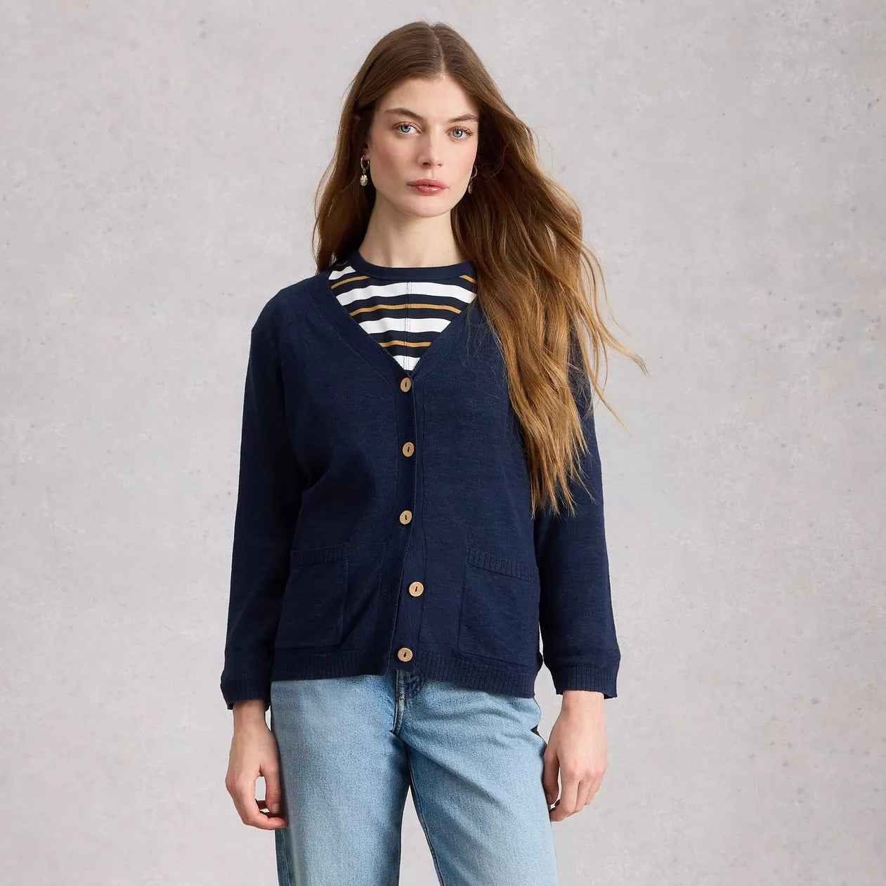 Nova Linen Blend Cardigan - Dark Navy