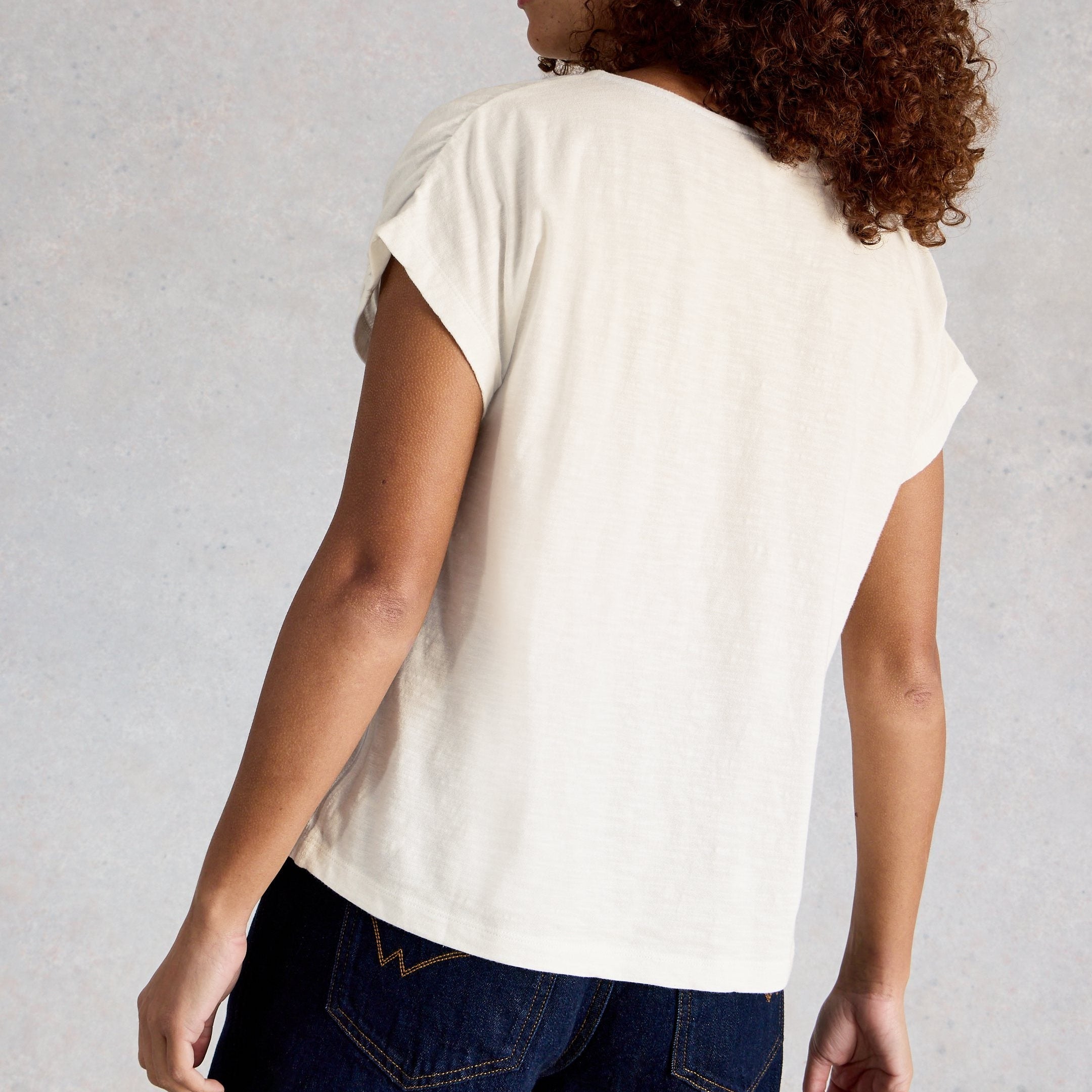 Rachel Ruched Tee - Natural White