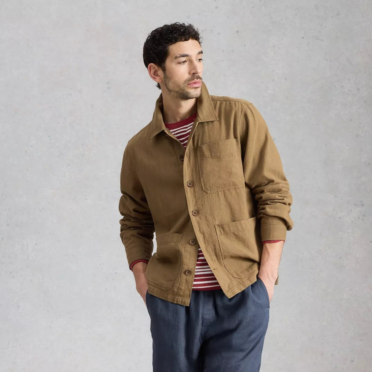 Westgate Linen Blend Jacket - Khaki Green